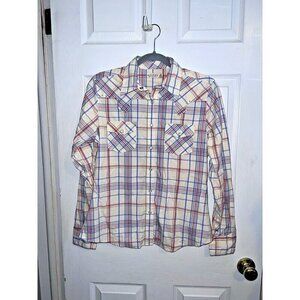 ROCKIES Womens Long Sleeve Pearl Snap Button Studded Shirt Western Sz M